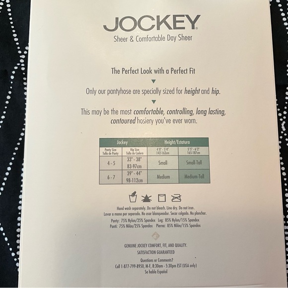 Jockey Sheer&Comfortable ControlTopPantyhose/ReinforcedToe/TuxedoBlack/Med-Tall - Picture 2 of 2
